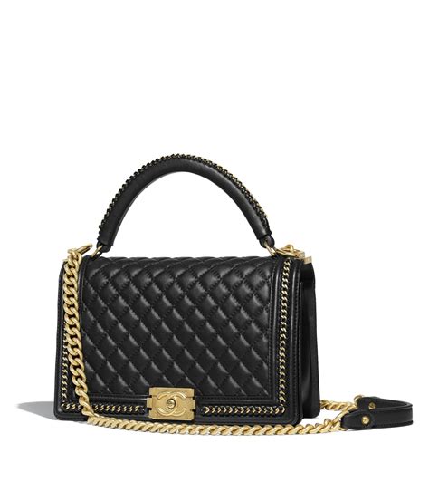 chanel boy black calfskin medium gold hw flap bag|Chanel metal flap bag.